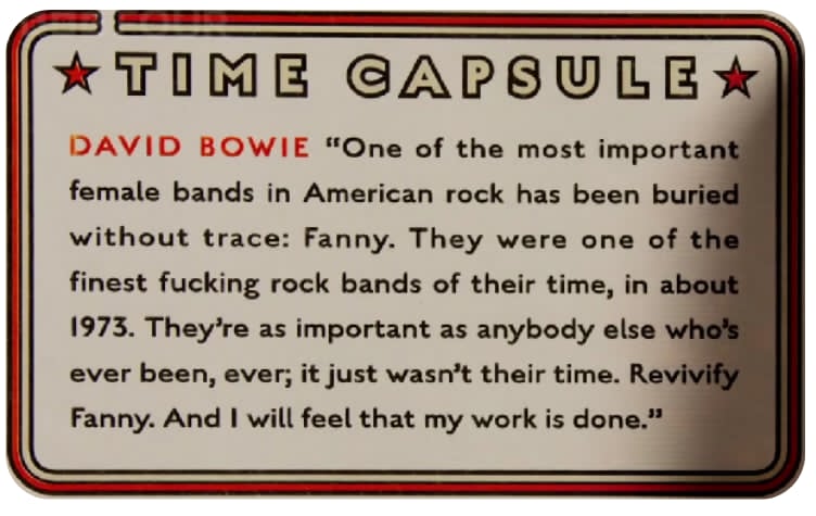 Bowie on Fanny (Time Capsule) original